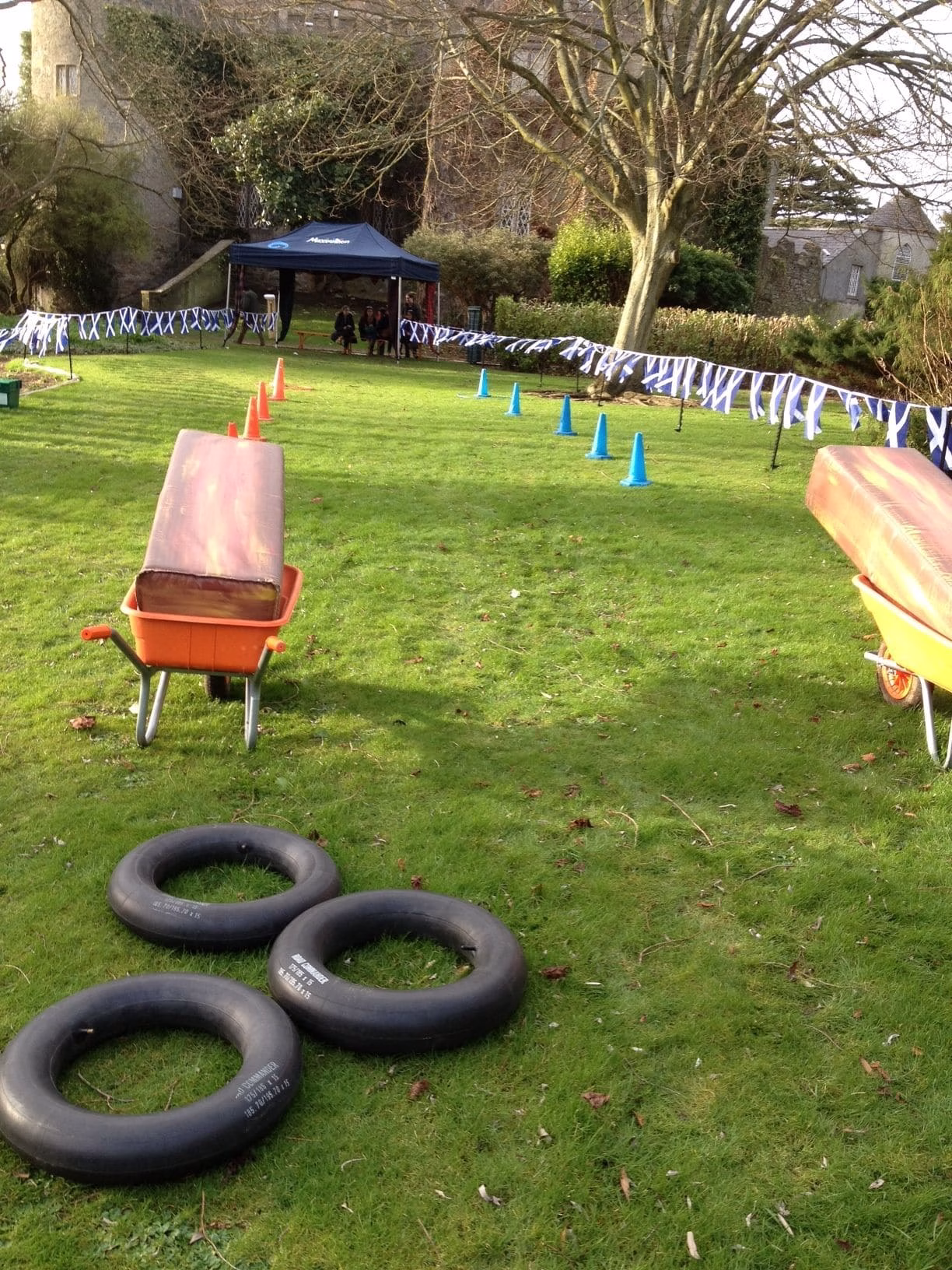 Corporate group taking part in Celtic Games team building in Ireland