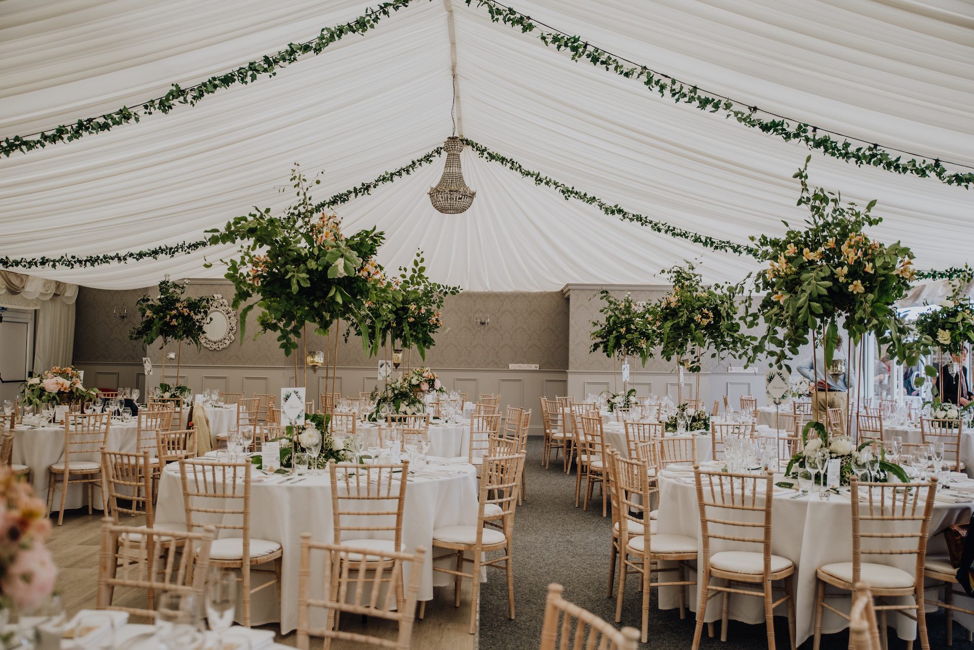 Ballyscullion Park marquee interior set for a dining event