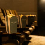 Popcorn and cinema seating in Brooks Hotel private screening room