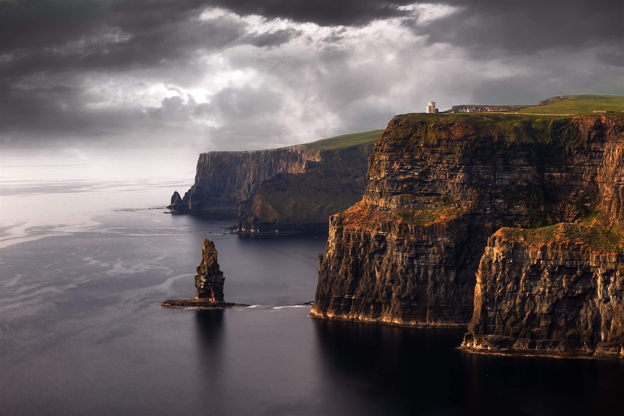 Atlantic coastline and the Cliffs of Moher in County Clare