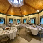 Motte and Bailey function room set for dining at Glenpark Estate