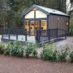 Woodland lodge accommodation at Glenpark Estate