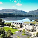 Aerial exterior view of The Lake Hotel beside Lough Leane in Killarney